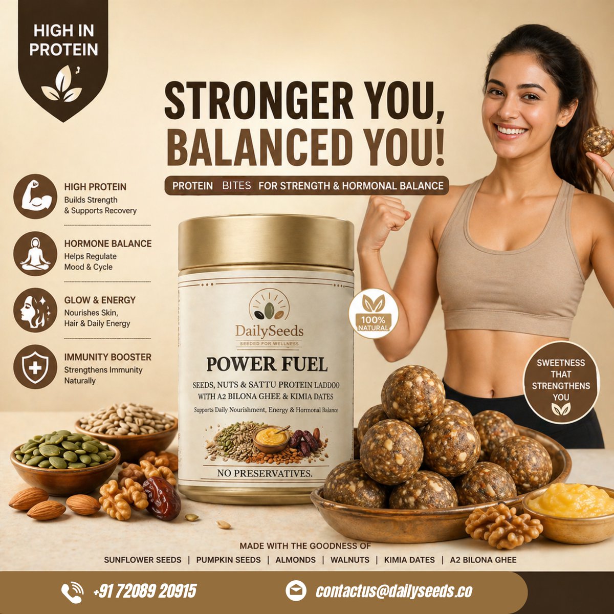 daily_seeds's tweet image. Not all snacks are created equal.

DailySeeds Power Fuel delivers 6g protein per laddoo,
made with A2 ghee, nuts &amp;amp; seeds—no preservatives, no refined sugar.
Clean energy that actually lasts.

#dailyseeds #healthysnacking #proteinrich #cleaneating