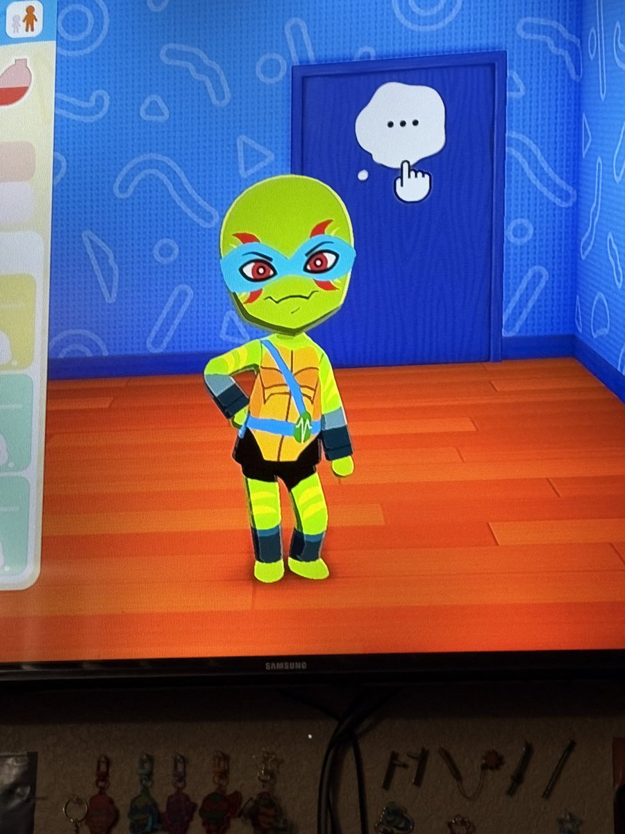 ricedolldraws's tweet image. First attempt at Mii!Leo VS the updated model. :&amp;gt;

I will have to get a USB cable to pull the pictures off the switch, because the COWARDS disabled content sharing.

#rottmnt #saverottmnt #tomodachilife #riseofthetmnt