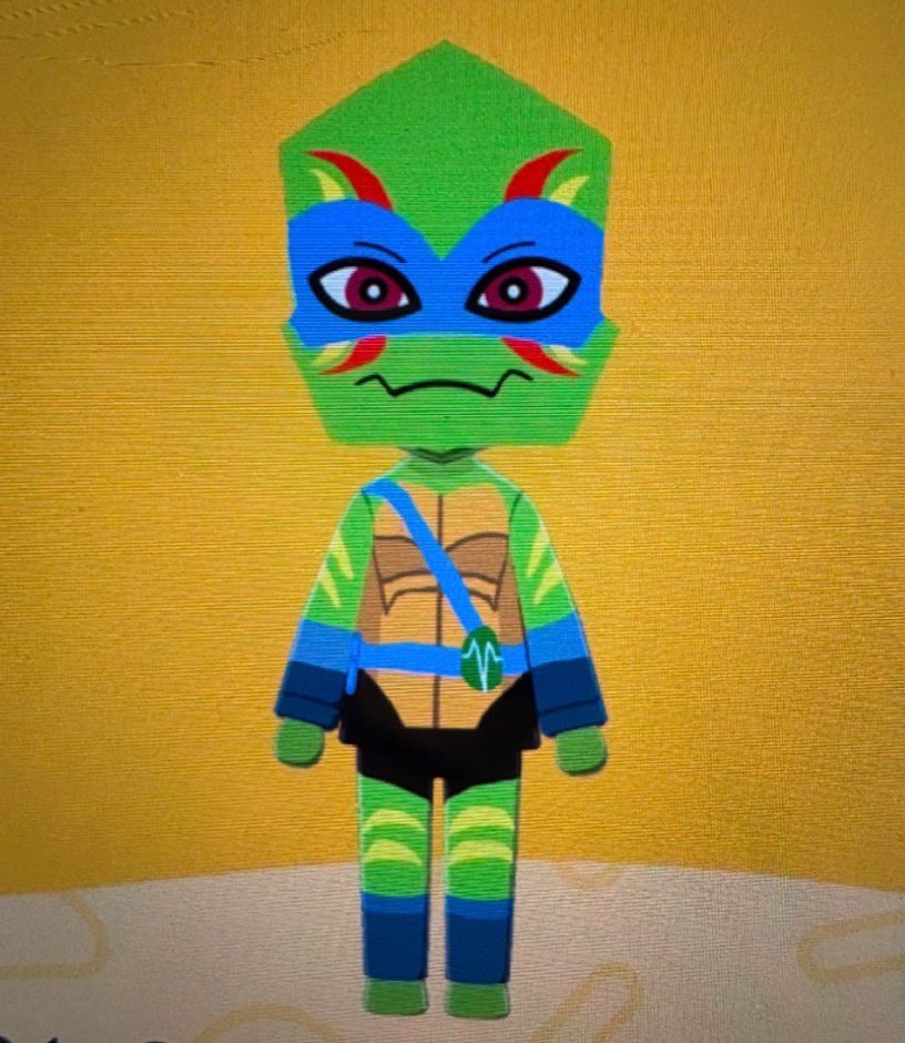 ricedolldraws's tweet image. First attempt at Mii!Leo VS the updated model. :&amp;gt;

I will have to get a USB cable to pull the pictures off the switch, because the COWARDS disabled content sharing.

#rottmnt #saverottmnt #tomodachilife #riseofthetmnt