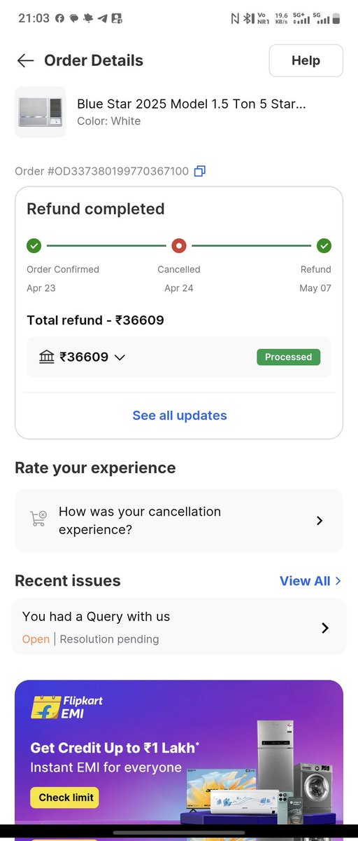 Amanbundeli's tweet photo. @flipkartsupport @Flipkart @_Kalyan_K @Walmart @WalmartNews @jagograhakjago I'll get my refund after 2 weeks this is your policy. https://t.co/xyV76UdWXP