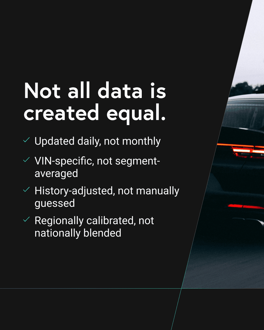 BlackBookAuto's tweet photo. Data is data, until it isn't. The margin for error in today's market is shrinking. The tools you use to price, lend, and acquire vehicles have to keep up.

#BlackBook #AutoData #VehicleValuation #DataDriven #AutoIndustry https://t.co/z1YGC3k2yf