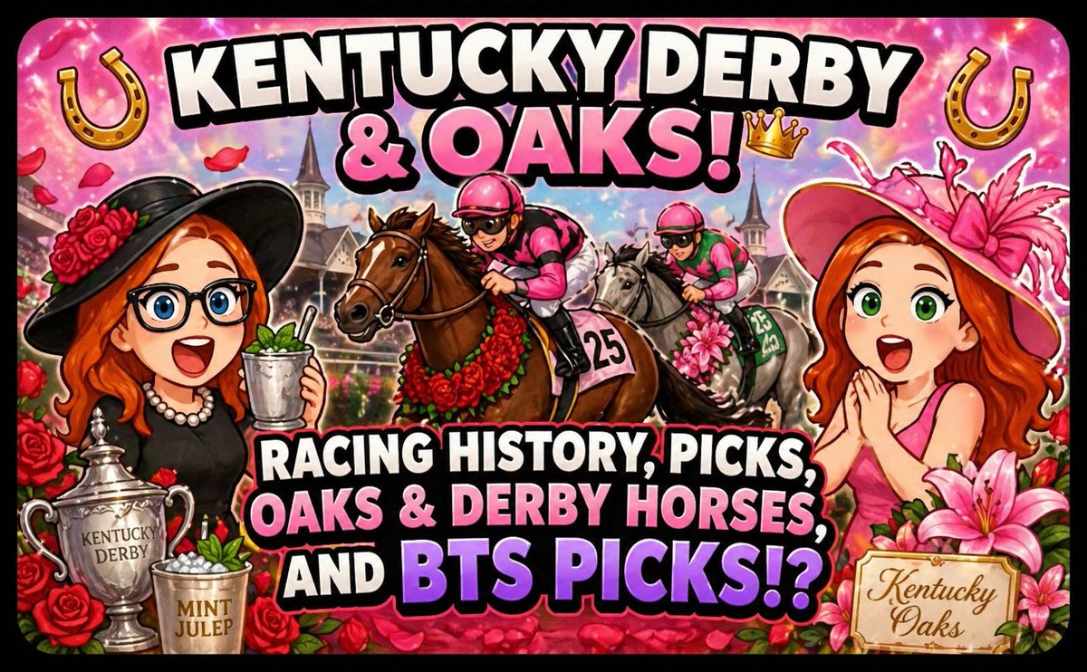 K2KStudios's tweet photo. 🏇🌸 DERBY &amp; OAKS EPISODE IS LIVE 🌸🏇We’re talking all things Kentucky—racing history, pedigrees, Oaks &amp; Derby horse breakdowns, and even which horses BTS would pick 😂And shoutout to Sarah for being a real one and letting me go OFF about horse racing 🤍Who are your picks ?? https://t.co/1gTn4pX0PN