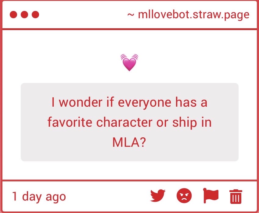 ml__lovebot's tweet photo. π Entry 1060 #MLBB #MLA
πΊπΈβ¨οΈ ask https://t.co/1anRt8ANbb