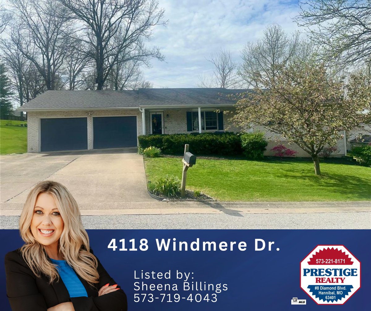 PrestigeHanMO's tweet image. 📷 NEW LISTING
📷 4118 Windmere Dr., Hannibal, MO
--------------------
📷 For more information: Sheena Billings, 573-719-4043
#realestate #JustListed #hannibalmo #landforsale