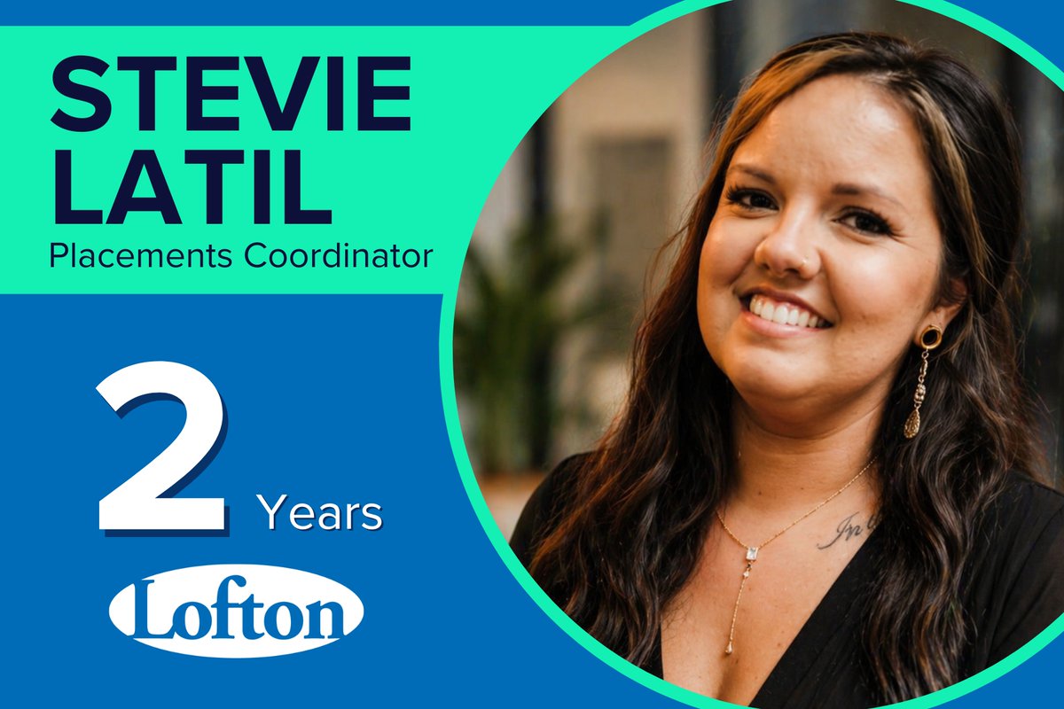 Congratulations to Stevie Latil on reaching her two-year anniversary with Lofton. Stevie's ability to foster strong relationships and her keen eye for matching talent with opportunity have set her apart as a key player in our organization. Her enthusiasm for finding the perfect