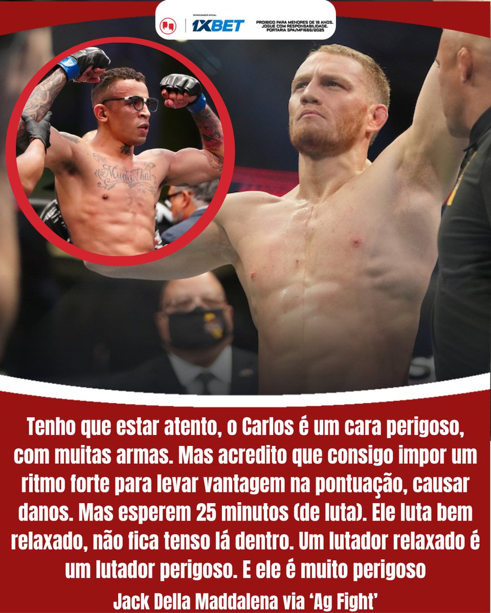 AgFight's tweet image. "MUITO PERIGOSO!" 🗣️

Foi assim que Jack Della Maddalena resumiu Carlos Prates como adversário.

Às vésperas da luta que lidera o UFC Austrália, o ex-campeão projetou 25 minutos de batalha. 😮

Será que chega a tanto? 👀

#Maddalena #Prates #UFC #Austrália #MMA