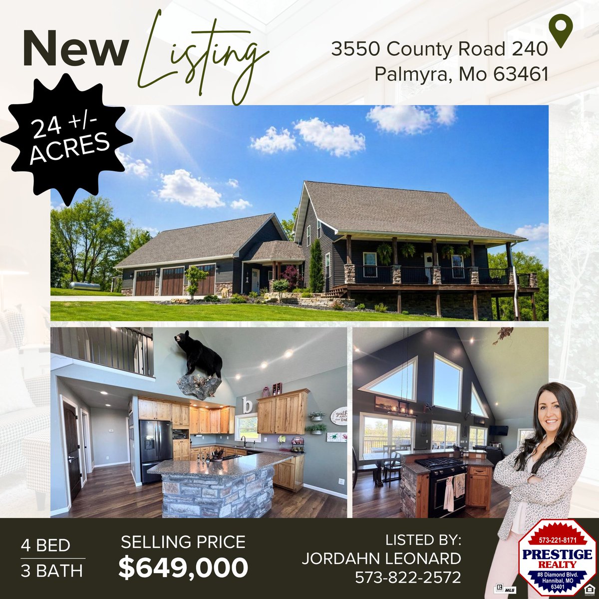 PrestigeHanMO's tweet image. 📷 NEW LISTING
📷 3550 County Road 240, Palmyra, MO
$649,000
--------------------
📷 For more information: Jordahn Leonard, 573-822-2572
#realestate #JustListed #palmyramo
