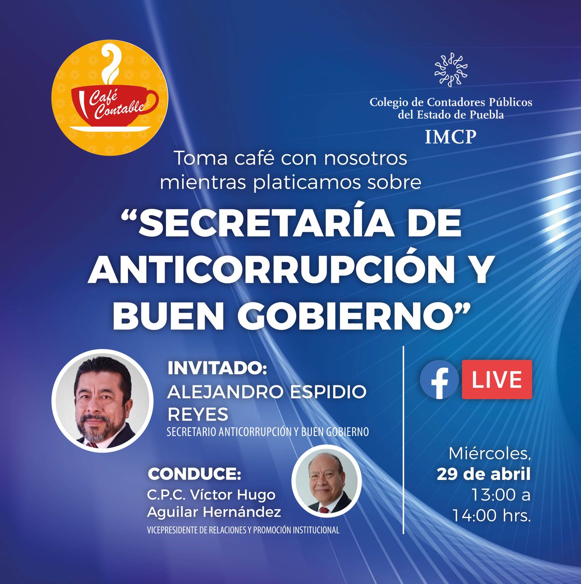 Hoy tenemos una cita para tomar café y escuchar los conceptos del titular de <a href="/BuenGobiernoPue/">Secretaría Anticorrupción y Buen Gobierno</a>, Alejandro Espidio Reyes. 
Sigue la transmisión.