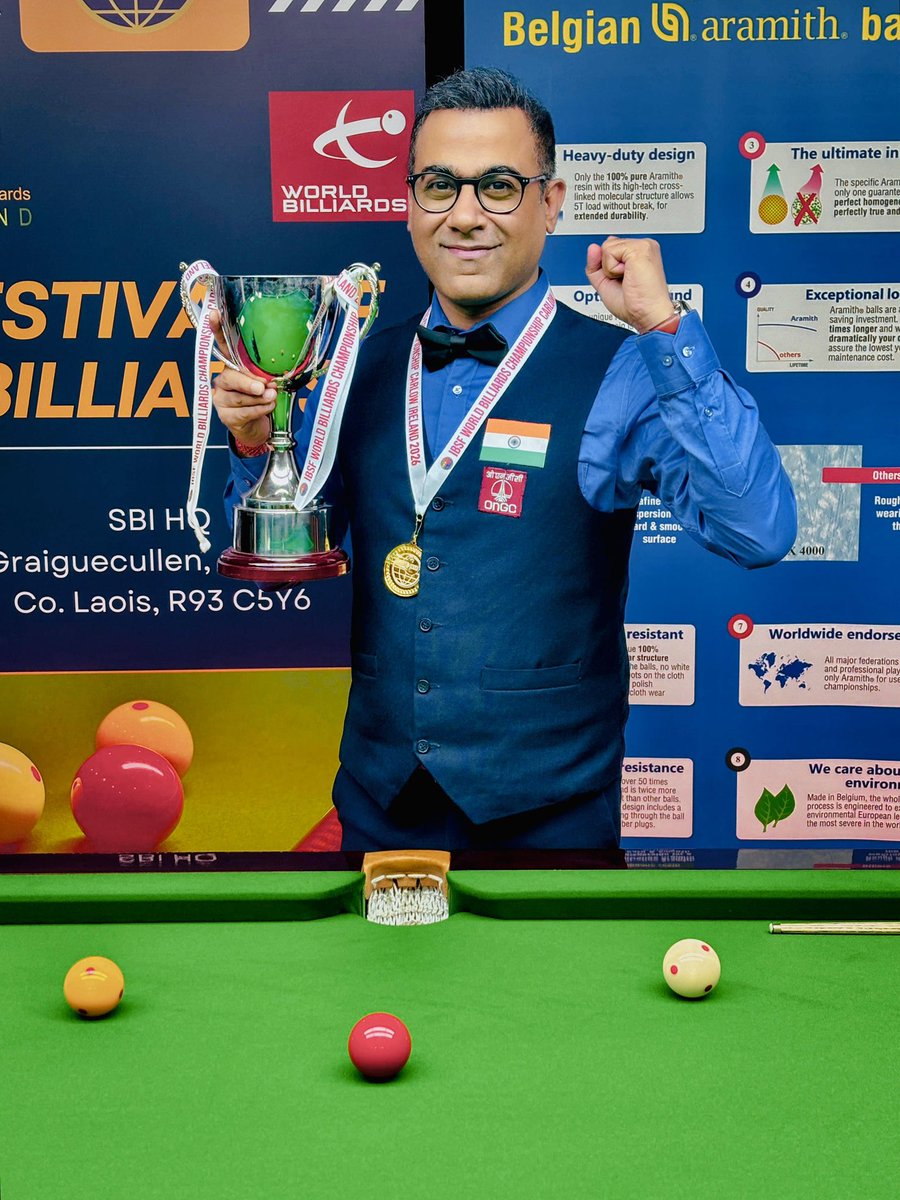 A masterclass in focus and determination!

Heartiest congratulations to Sourav Kothari on clinching the 2026 IBSF World Billiards Championship. Winning yet another world title is a remarkable achievement that fills the entire nation with pride and joy.