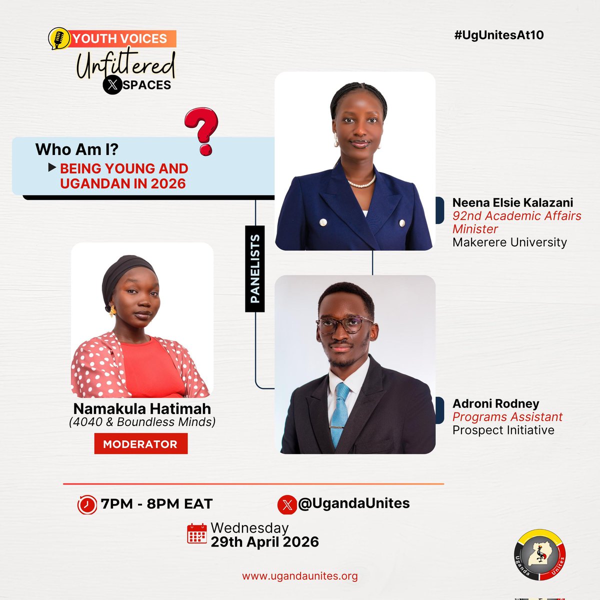 Tune in x.com/i/spaces/1yKAP…

#YouthVoices
<a href="/hatinamakula/">Namakula Hatimah</a> 
<a href="/Neena_Elsie/">Neena Elsie Kalazani</a> 
<a href="/rodney_adroni/">Adroni Rodney</a>