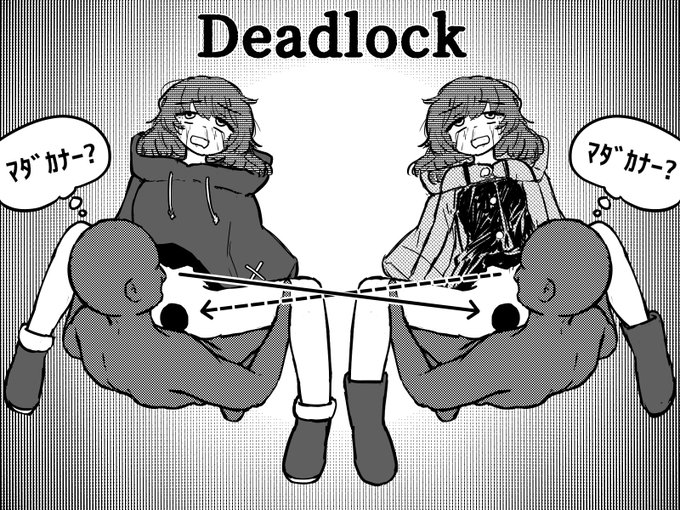 ～シロップちゃんで学ぶIT用語～ デッドロック:複数の処理が互いの終了を待ち続けて処理が進まなくなった状態