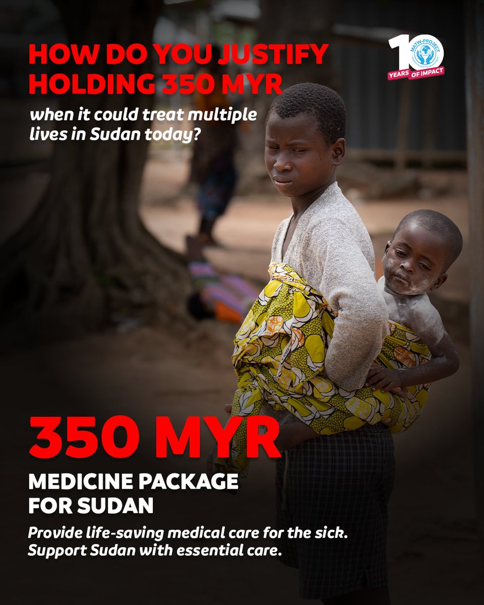 Matw_Malaysia's tweet image. Donate via - LINK 🔗 IN BIO

Provide Essential Medical Care in Sudan

Families continue to struggle without access to basic treatment.

Help deliver urgent relief across Sudan
tinyurl.com/y8zkp3df

#charity #donation #matwproject #Sudan #MedicalAid