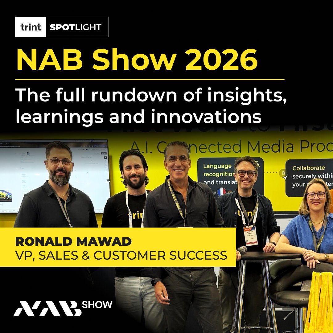TrintHQ's tweet image. NAB Show 2026, over and out. 

If you fancy reflecting with VP of Sales &amp;amp; Customer Success, Ronald Mawad on everything that happened in Vegas, check out our full rundown article here 👉 hubs.ly/Q04dSh0T0

#NABShow #Broadcast #Mediaworkflow #Trint