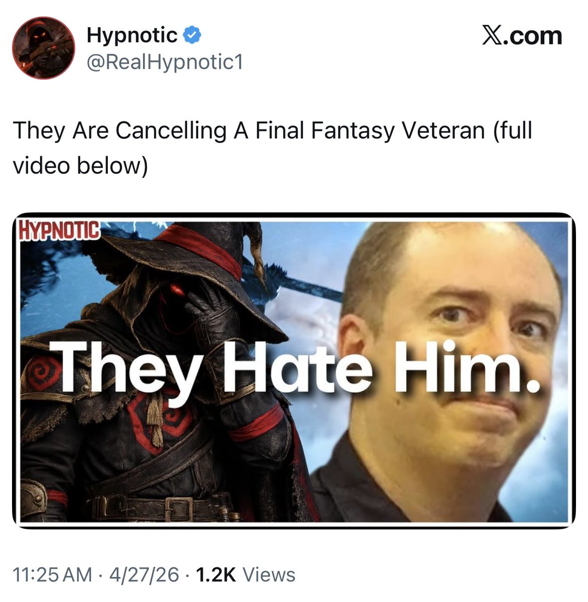 Anyone thinking we FF14 fans are legit trying to cancel Koji Fox are genuinely cringe and delusional.

This post and video are even worse clickbait than that Kotaku article.