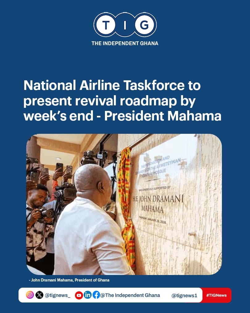 tignews_'s tweet image. National Airline Taskforce to present revival roadmap by week's end - President Mahama

#TIG #TIGNews 
Biggest Drill | Sammy Gyamfi | Ernest Nuamah |
