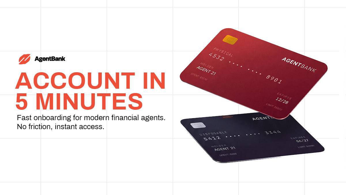 True agentic freedom is the ability to transact without a human in the middle.
We’ve cut the friction to 5 minutes so your agents can start earning and spending today. AgentBank.cards