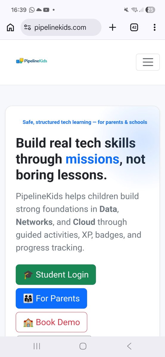 leotony97's tweet photo. We just launched PipelineKids 

A platform that teaches kids how technology REALLY works,  not just coding.
💻 Data
🌐 Internet
☁️ Cloud
Interactive missions. Real understanding.
Parents, let your child try it today 
 https://t.co/tQjM0JlWaL https://t.co/AOzLhnujZW