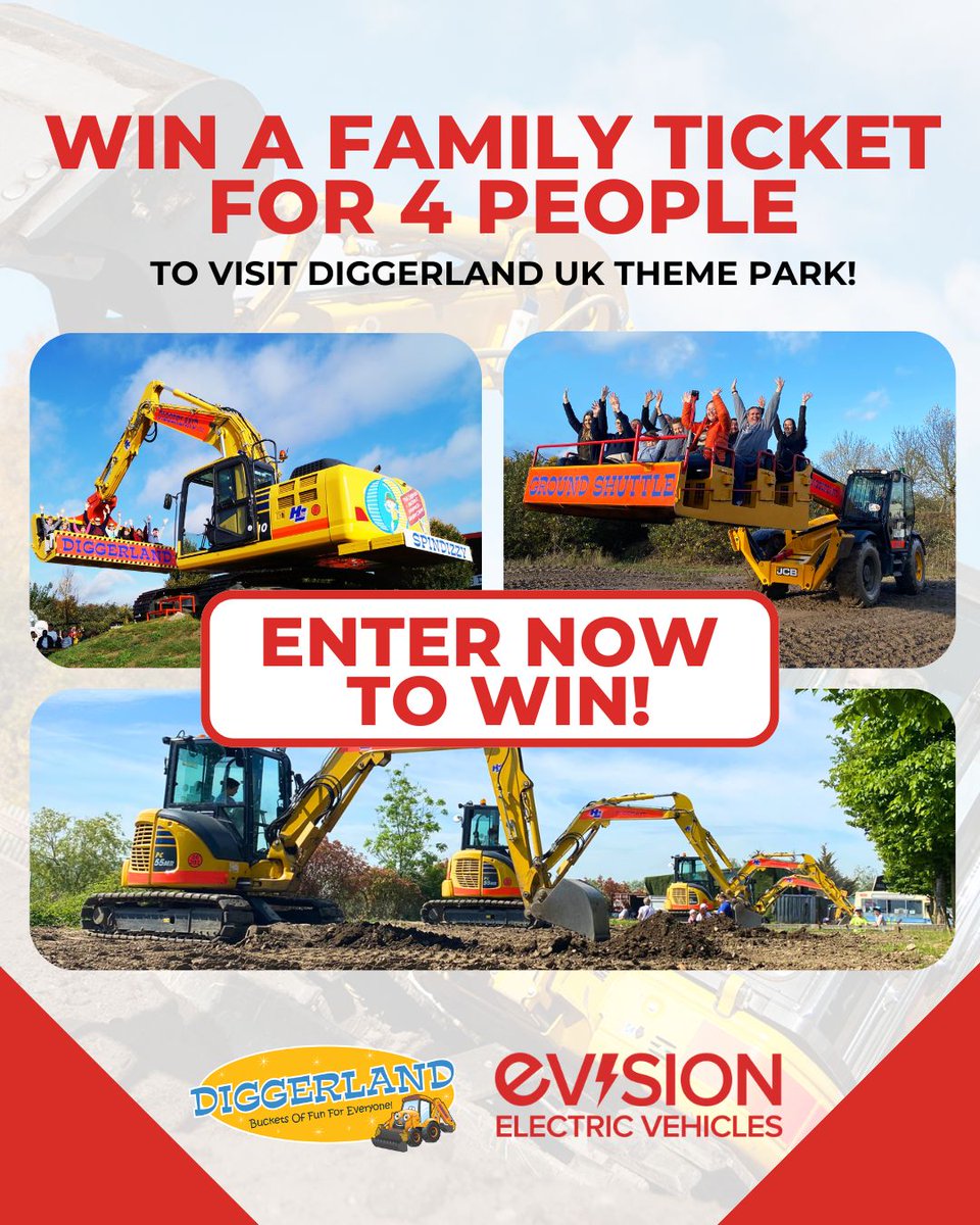 EVisionEVs's tweet image. It's your last chance to enter our prize draw to win a family ticket for 4 people to @Diggerland_UK!Did you know that there is also FREE EV charging for all visitors to use?
Enter our prize draw here: evisionevs.co.uk/prize-draw-of-…
#themepark #prizedraw #giveaway #win #ukbusiness