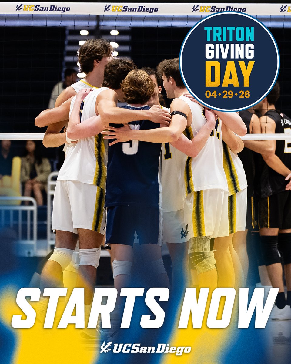 UCSDmvb's tweet photo. Triton Giving Day gives you the chance to help us take another step forward

Donate now: https://t.co/HM1ZgAbUDo

#GoTritons https://t.co/5Bbxb96zoz