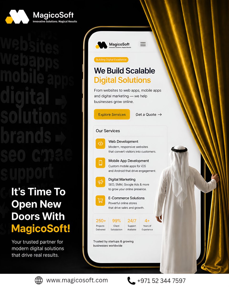 MagicoSoft's tweet photo. Your business deserves more than just a website — it needs a complete digital presence.

At MagicoSoft, we build scalable digital solutions that help you grow, attract customers, and increase sales.

It’s time to open new doors and take your business to the next level. https://t.co/qJ0rVWb8E5
