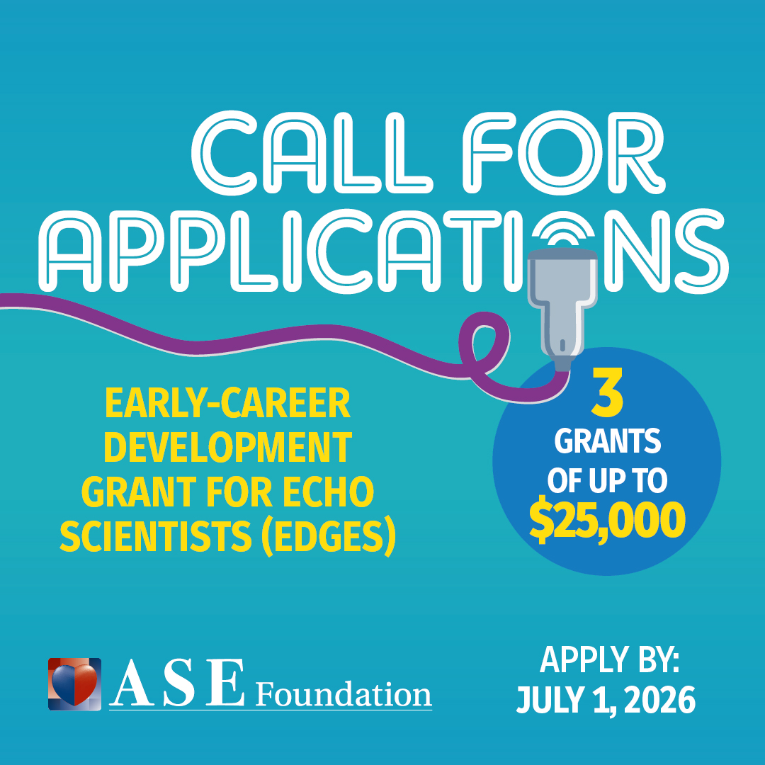 ASE360's tweet photo. ASE and the #ASEFoundation are proud to offer the Early-Career Development Grant for Echo Scientists (EDGES) in 2026!
The deadline to apply is July 1, 2026. Learn more: https://t.co/T0oR52458z https://t.co/IVRDJWkRqW