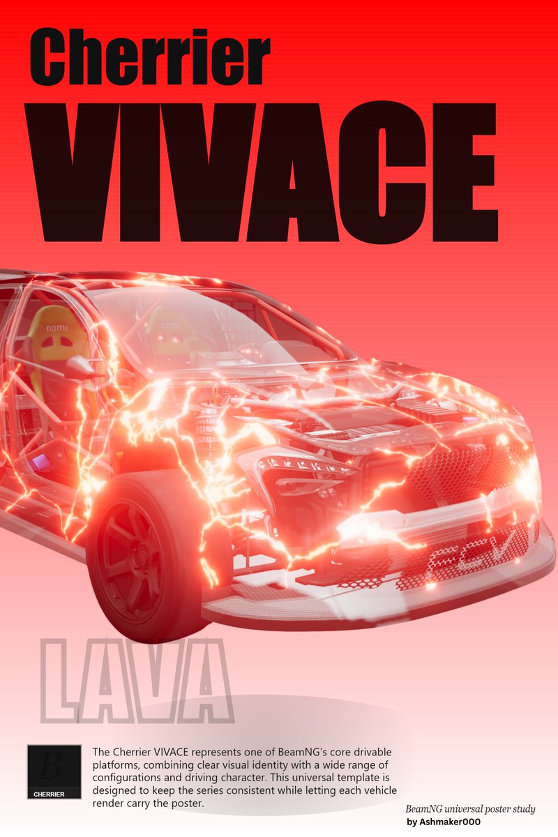 ashmaker000's tweet image. Cherrier Vivace (LAVA Poster)
Pure energy. No limits. 🔥
#BeamNG #Vivace #Lava