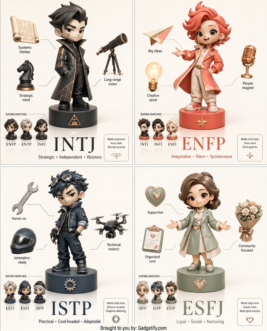 4 MBTI Personalities Visualized as 3D Designer Toys - PromptGather image 1