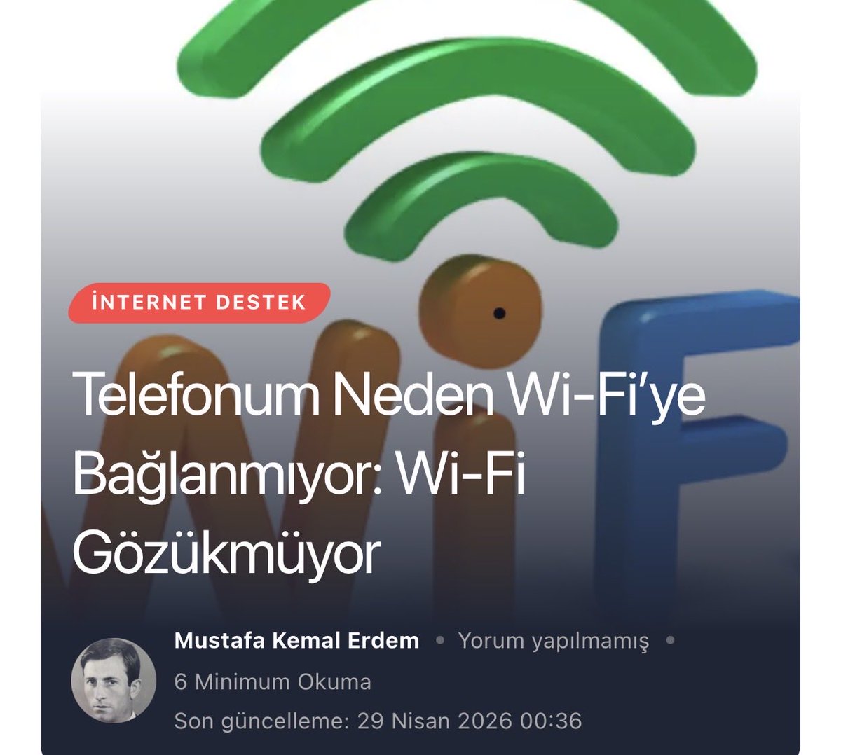 teknolojihaber_'s tweet image. Cep telefonu Wi-Fi’ye bağlanmıyor veya Wi-Fi gözükmüyor sorunu sizde de yaşanıyor mu?

Telefon kablosuz ağa bağlanmıyor
Telefon kablosuz ağı görmüyor
Ağa bağlı ama internet yok

Kaynak: teknolojihaberleri.tr/telefonum-nede…

#wifibağlanmıyor #wifigörünmüyor #teknoloji