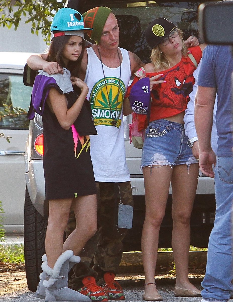 Selena on the set of Spring Breakers
