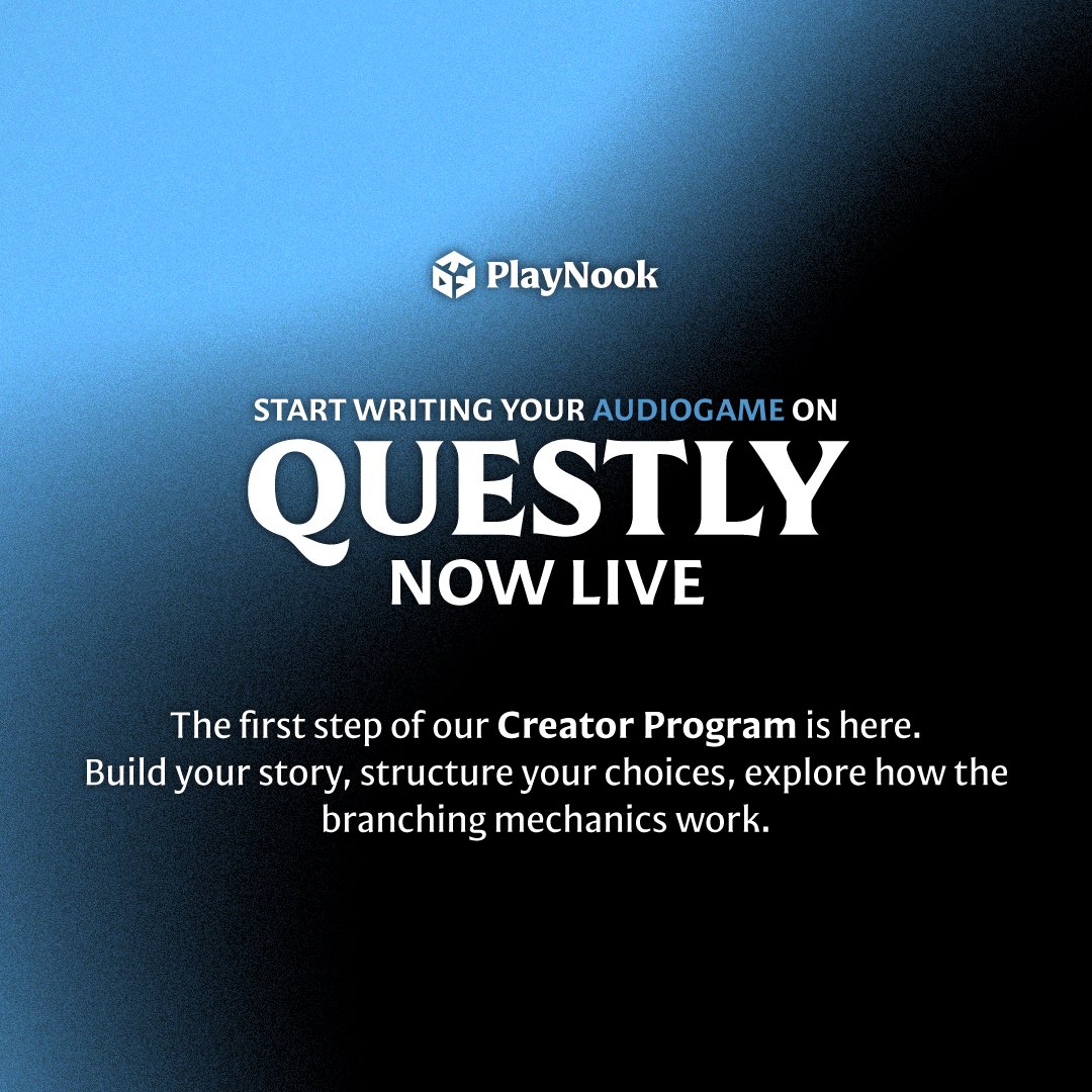 PlayNook's tweet photo. Our AudioGame creation platform just opened for the first time! Writers can now log in and start building their interactive story with branching narrative, choices and game mechanics

If you're a writer and you want to turn your story into an AudioGame, reach out! https://t.co/UA6oEVUyc4