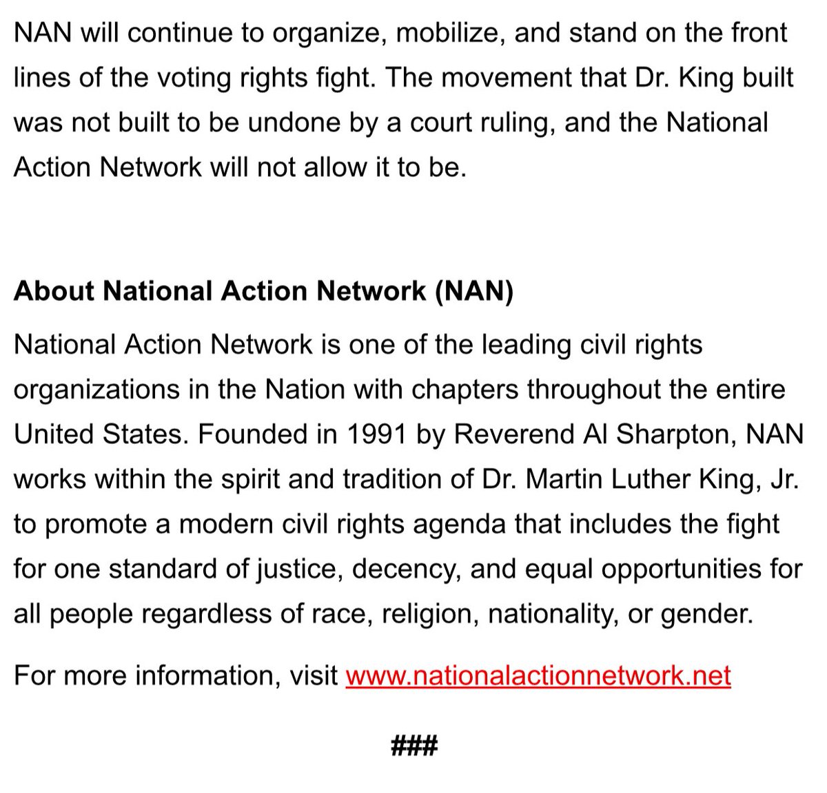 National Action Network tweet media