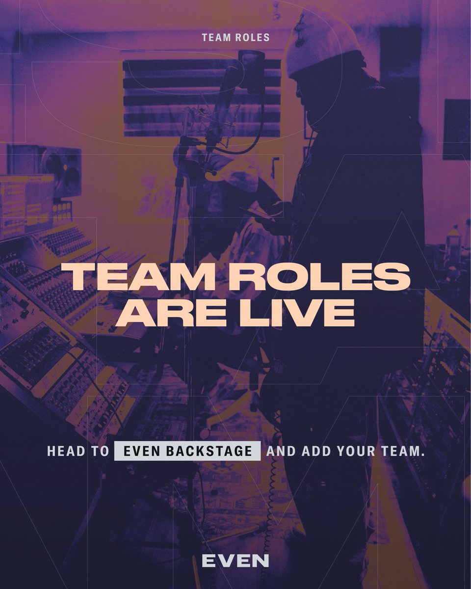 even_biz's tweet photo. Your Backstage, your team. 🎛️ Invite your manager, editor, or collaborator — and control exactly what they can access. 

Team Roles are live on EVEN Backstage. Settings → Team → Send your first invite. https://t.co/M3y5d0RySm https://t.co/i2a4AUvjIK