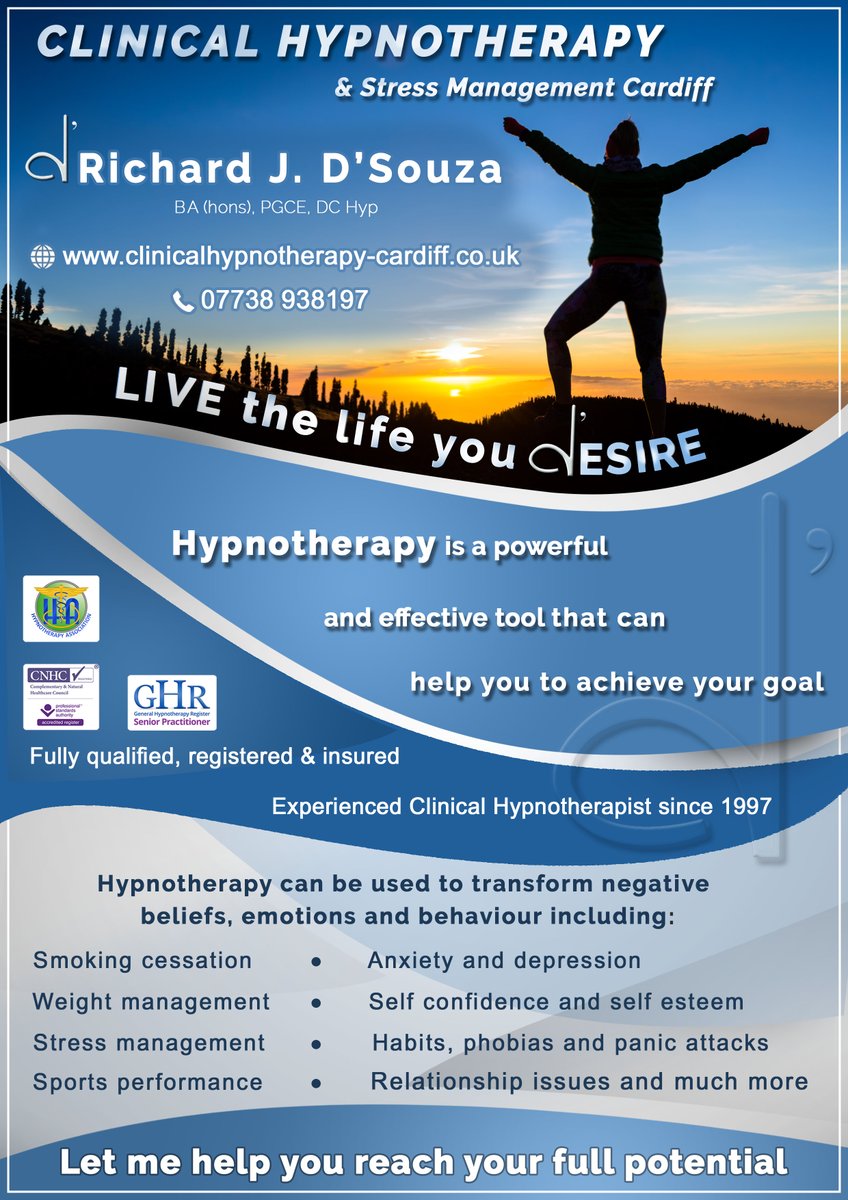 richardjdsouza's tweet image. Hypnotherapy Pontypridd &amp;amp; Cardiff: clinicalhypnotherapy-cardiff.co.uk/hypnotherapy-p…

#wellbeing #wellness #complementary #natural #alternative #mindfulness #holistic #healing #anxiety #stress #confidence #empower #change #mission #happy #happiness #clinic #therapy #centre #Cardiff