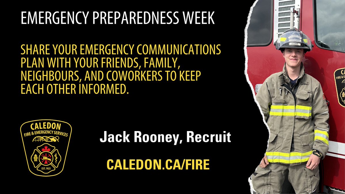 CaledonFireES's tweet photo. #18/24 Introducing Recruit Rooney.  24 new firefighters, one mission:  your safety.  Emergency Preparedness Week tip ⬇️
#EPWeek #PreparedTogether https://t.co/T3VNVuqka6