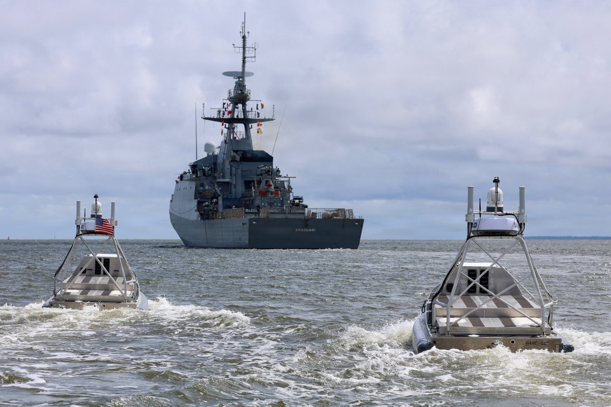 USNavy's tweet image. Innovation on the water.

Global Autonomous Reconnaissance Crafts (GARC) participate in a live robotic and autonomous systems (RAS) demonstration with Commander, Task Force (CTF) 66 during Exercise Obangame Express 2026 in Douala, Cameroon.

Obangame Express is one of three