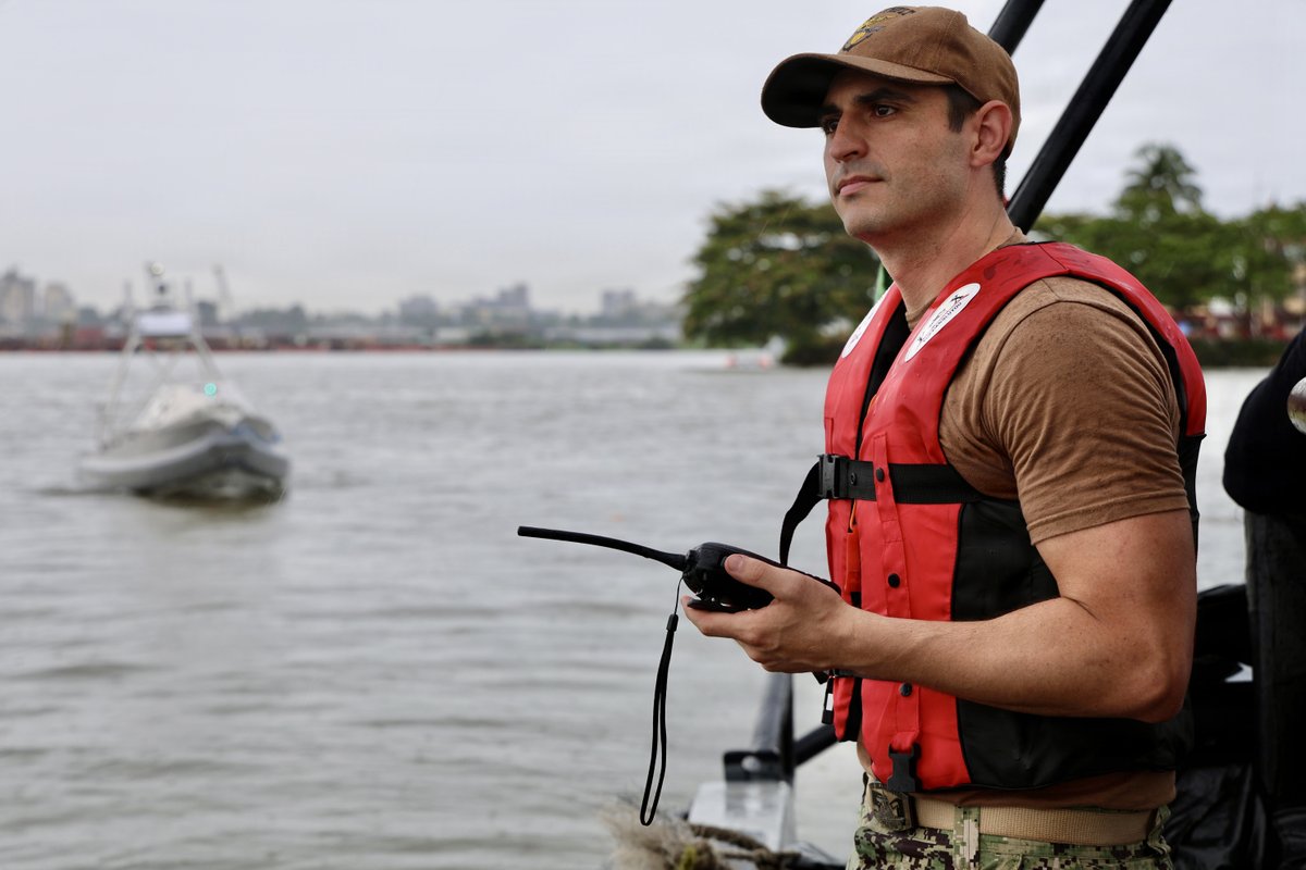USNavy's tweet image. Innovation on the water.

Global Autonomous Reconnaissance Crafts (GARC) participate in a live robotic and autonomous systems (RAS) demonstration with Commander, Task Force (CTF) 66 during Exercise Obangame Express 2026 in Douala, Cameroon.

Obangame Express is one of three