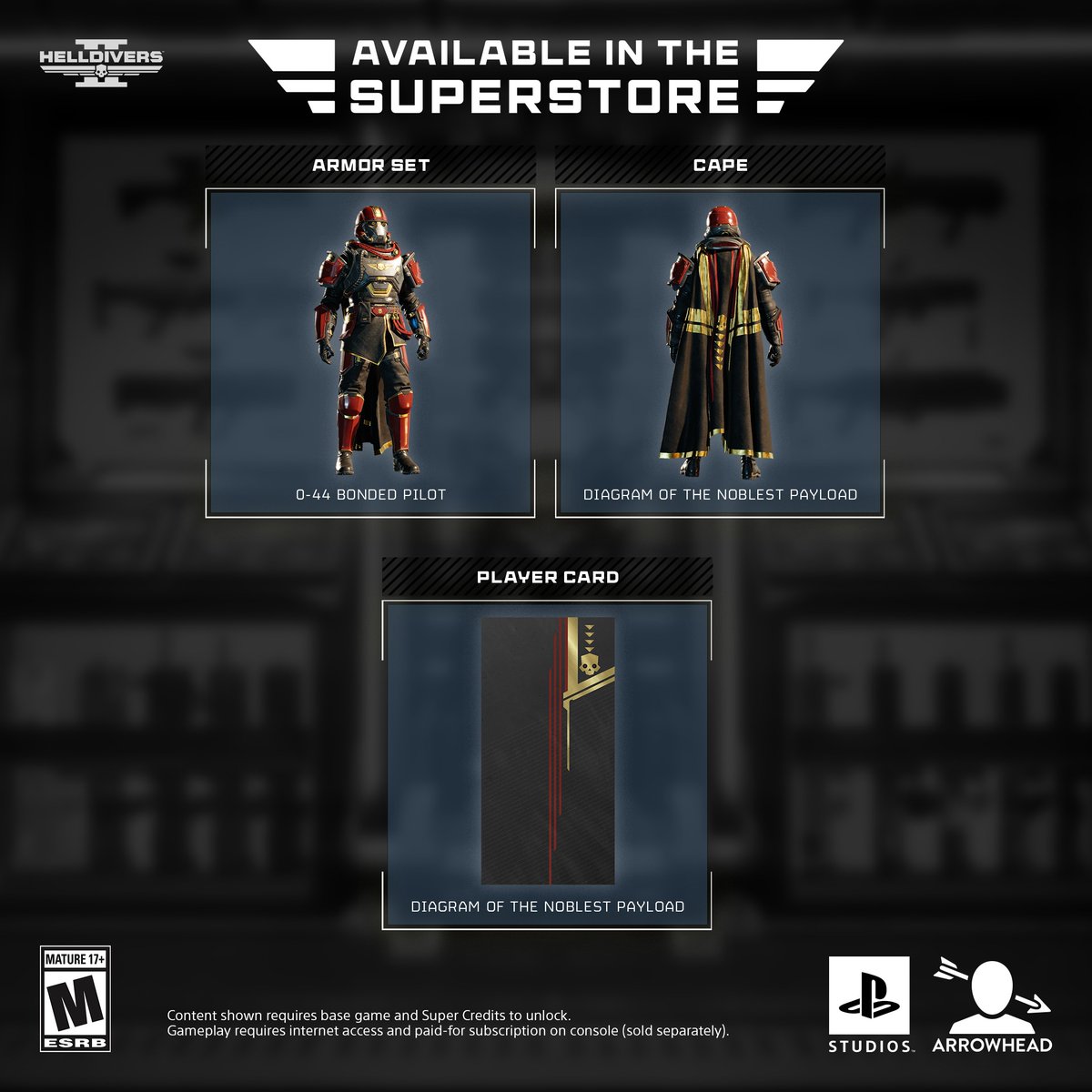 helldivers2's tweet image. Dispatch from Acquisition Centre Superstore:
Here are the latest Body Armour and Helmet offers available. If you're going to die for Super Earth, look good doing it.