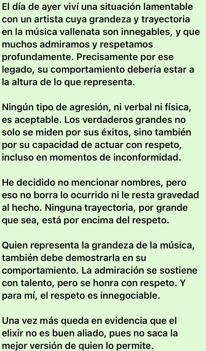 carlosbloom's tweet photo. Quien representa la grandeza de la música, también debe demostrarla en su comportamiento. https://t.co/OlMSIZ9RDD