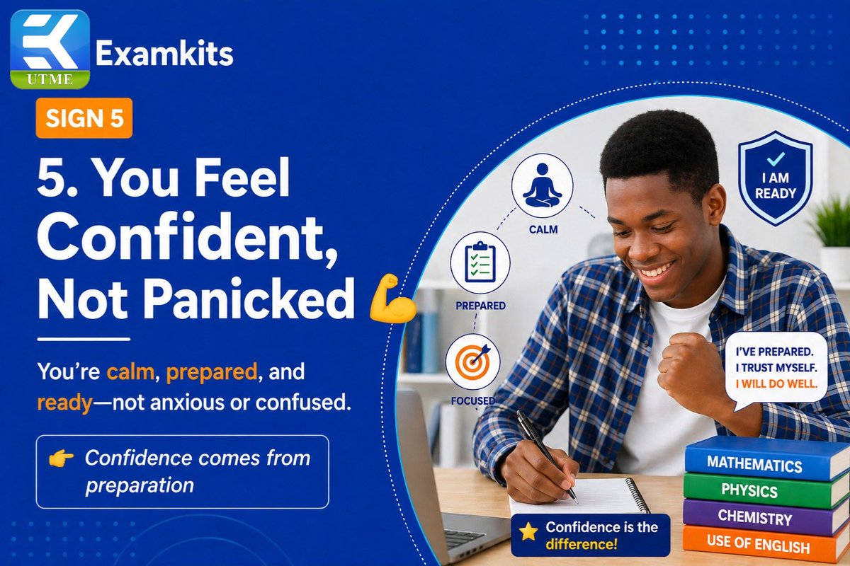 examkitsapp's tweet photo. Part 2: Confidence alone is not preparation. Swipe through the warning signs and see what to fix before exam day.
Save this and test yourself.
#jambprep #studychecklist #examstrategy #carouselpost #examkits https://t.co/w299QoccI6