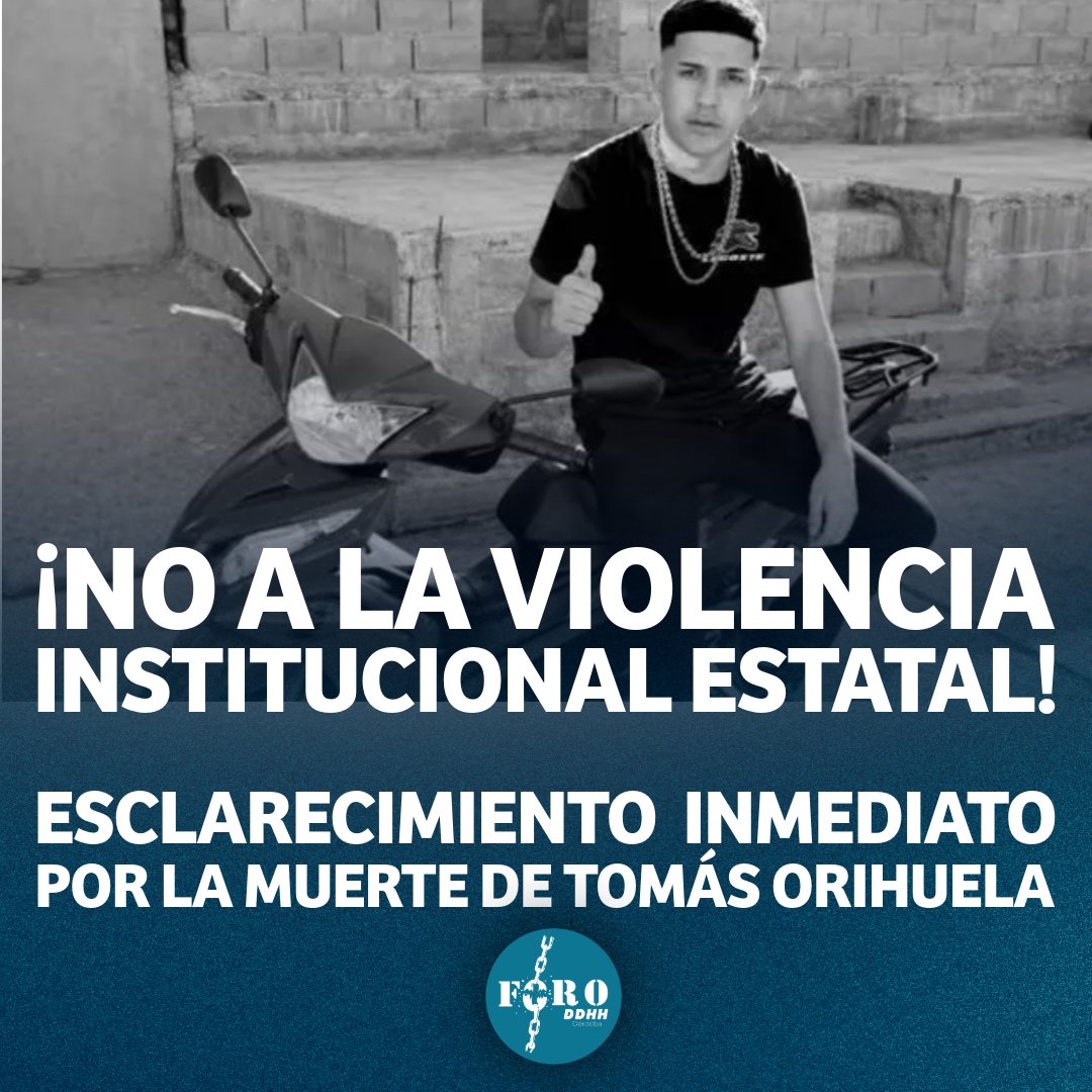 Foroddhhcba's tweet photo. Expresamos nuestra solidaridad 🤝 ante el dolor por la muerte de Tomás Orihuela, un joven de 19 años que falleció tras haber estado detenido en la comisaría 6.ª de la ciudad de Córdoba, bajo tutela del Estado Provincial 🏛️. https://t.co/HkpQybOy8h https://t.co/N6UOu8vHel