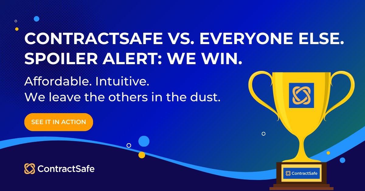ContractSafe's tweet image. CLM shouldn’t require consultants, six months, and a migraine.

ContractSafe is powerful, intuitive, and affordable.

See it in action 👀
Book a demo.
hubs.ly/Q046YbGN0

#CLM #LegalTech #ContractManagement #ContractSafe #ContractManagementSoftware