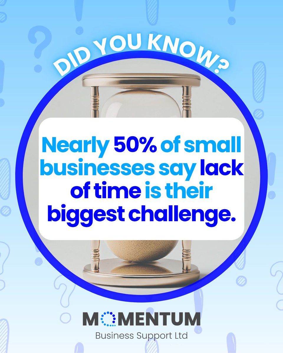 mbsmih's tweet image. Did you know?
Nearly 50% of small businesses say lack of time is their biggest challenge.
If time is your biggest barrier, it might be time to rethink how you’re using it.
#DidYouKnow #SmallBusinessUK #WorkSmarter