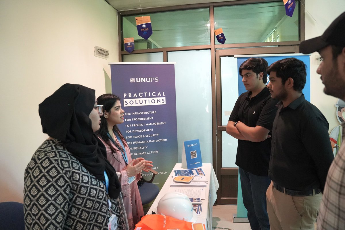 UNOPS_Pakistan's tweet photo. @UNOPS Pakistan at #NUST SCEE Career Fair engaged students and graduates on our work in infrastructure, health, climate resilience &amp; operations in 🇵🇰 &amp; globally, shared early-career pathways, and highlighted the UNOPS Talent+ / Career Portal as key opportunities platform
@UNinPak https://t.co/1As9UBXths