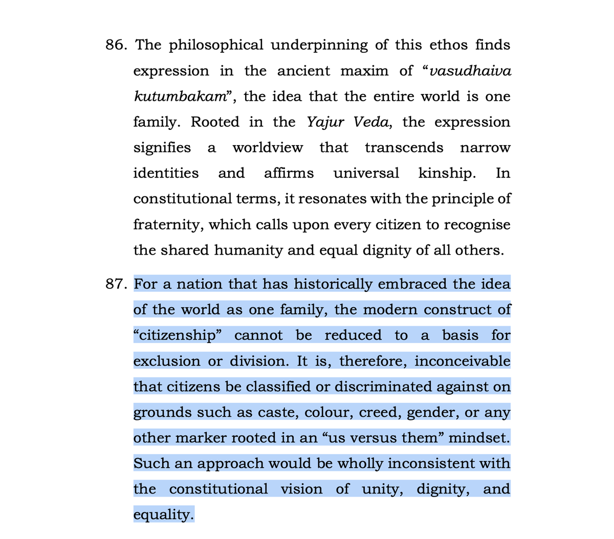 LiveLawIndia's tweet image. "For a nation that has historically embraced the idea of the world as one family, the modern construct of citizenship cannot be reduced to a basis for exclusion or division," - #SupremeCourt
