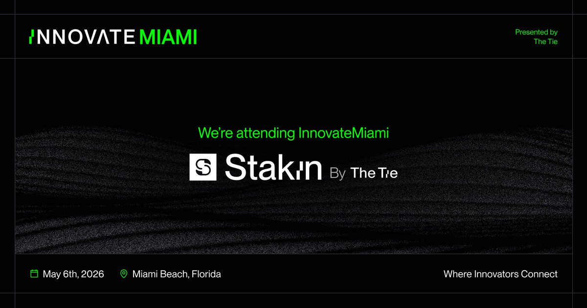 StakinOfficial's tweet photo. We are heading to InnovateMiami together with @TheTieIO, excited to connect and dive into the future of institutional staking.

If you’re attending, let’s meet 🤝 https://t.co/YMsPTw6EIu