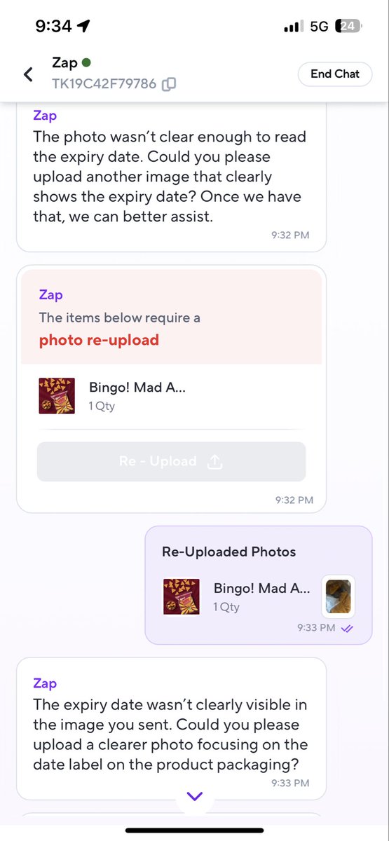 cheatervijay's tweet photo. @ZeptoNow found something weird in my mad angles, tried to complain but this is what the chat bot replied https://t.co/nXpBy0uHTX