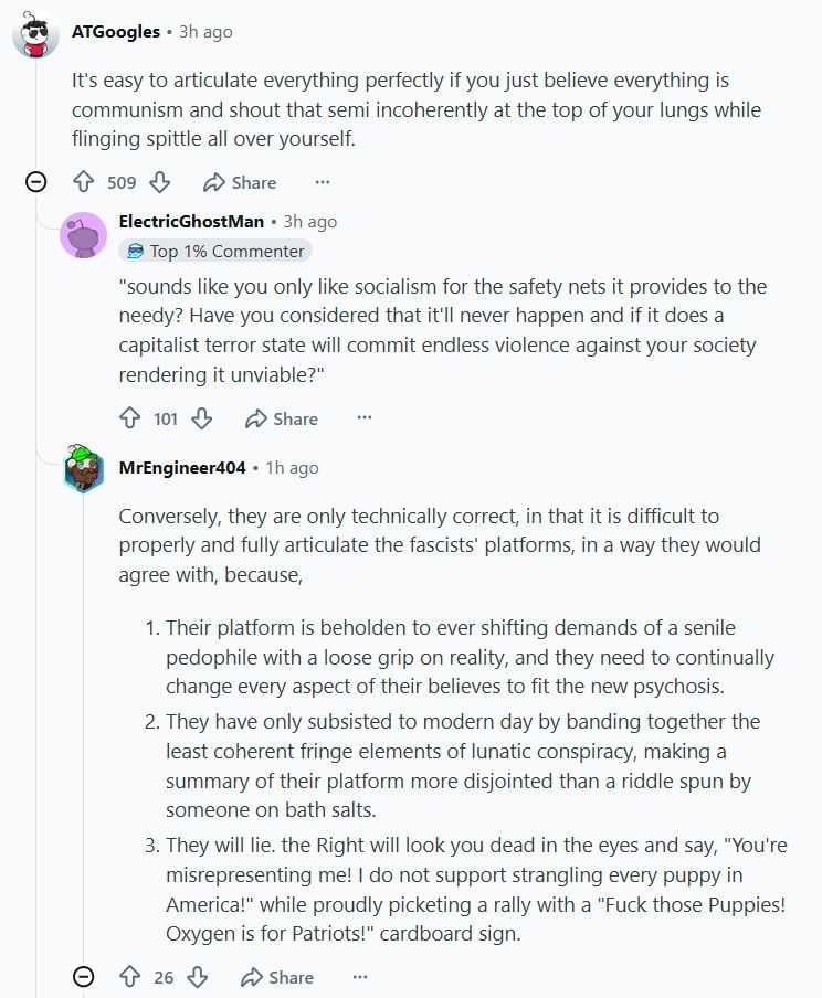 reddit_lies's tweet image. The post: "This is stupid, of course Dems understand what Republicans believe"

The comments: *Dems demonstrating they do not understand Republicans*