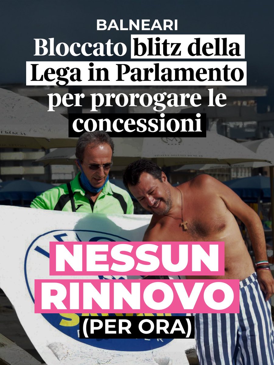 Dopo il primo via libera al Senato alla proroga delle concessioni balneari in alcune regioni, il tentativo della Lega di estendere la misura è stato bloccato.

È stato così fermato l’emendamento, impedendo il “blitz” e la proroga automatica delle concessioni nelle aree colpite