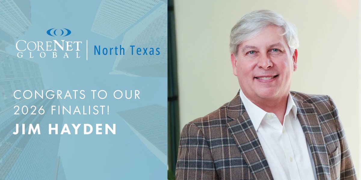 FoundryCRE's tweet photo. We’re proud to share that Jim Hayden, Partner, was named a finalist for the CoreNet Global North Texas Chapter’s Professional Excellence Award! This award recognizes  leaders in the corporate real estate sector who demonstrate exceptional leadership.
https://t.co/bv0PAQaYmC https://t.co/vua0GHT9R5