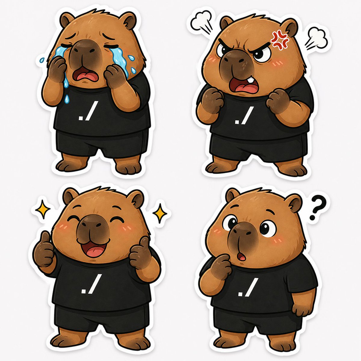 phedranico's tweet image. “I’m making capybara stickers that represent human emotions: sad, angry, happy, and confused.
So… which one are you right now? 👀😂”
@Gradient_HQ 
#gradient #capybara #emoji